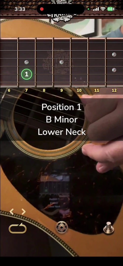 Guitar Trainer camera-based practice with finger targets