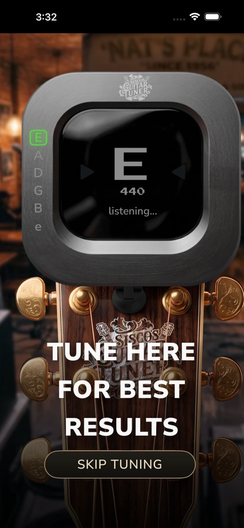 Guitar Trainer six-string guided tuner on iPhone