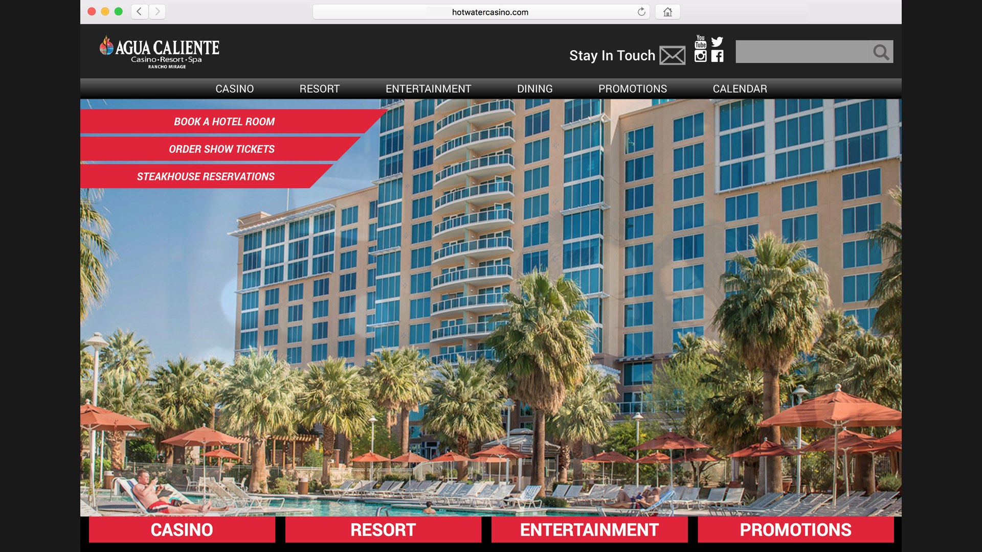 Agua Caliente casino website design