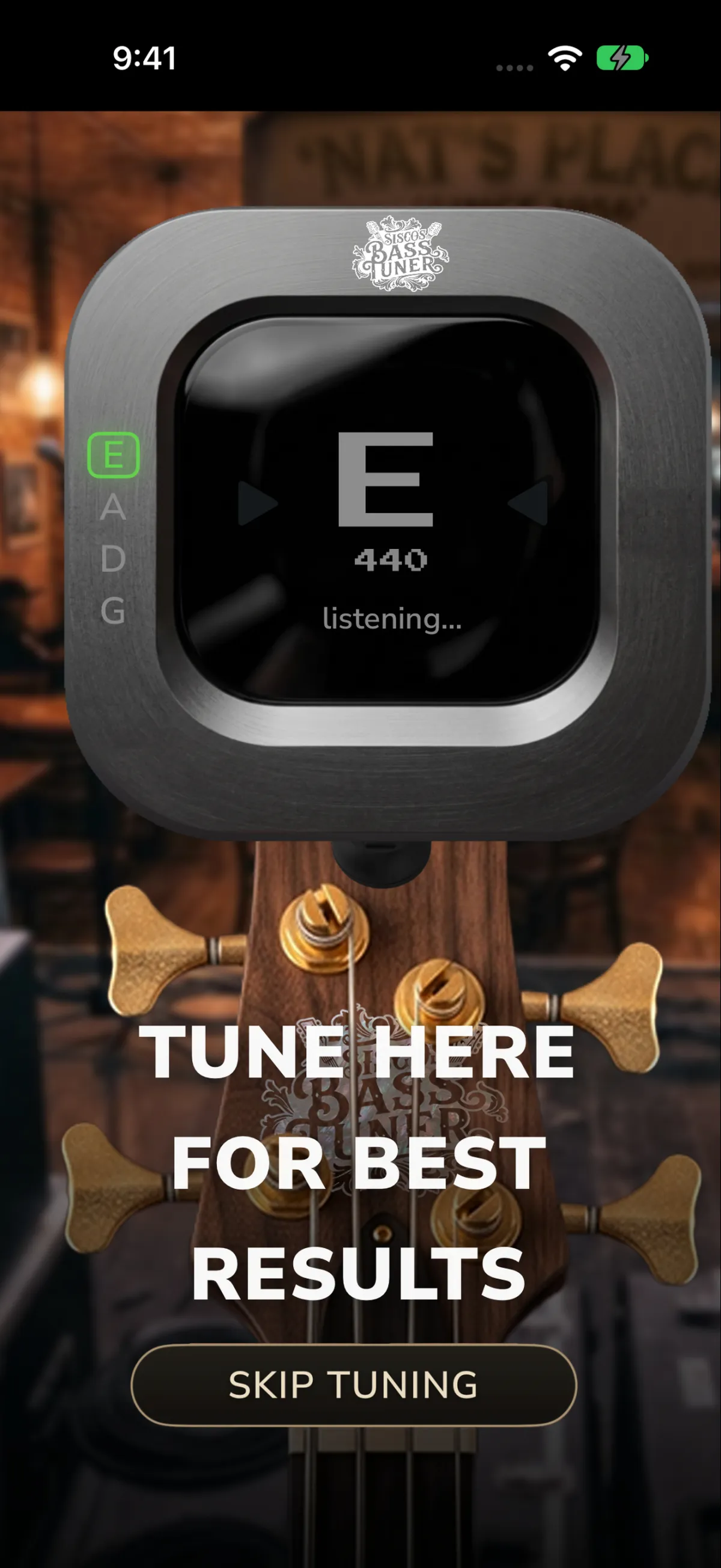 Bass Tuner pitch interface from the App Store presentation