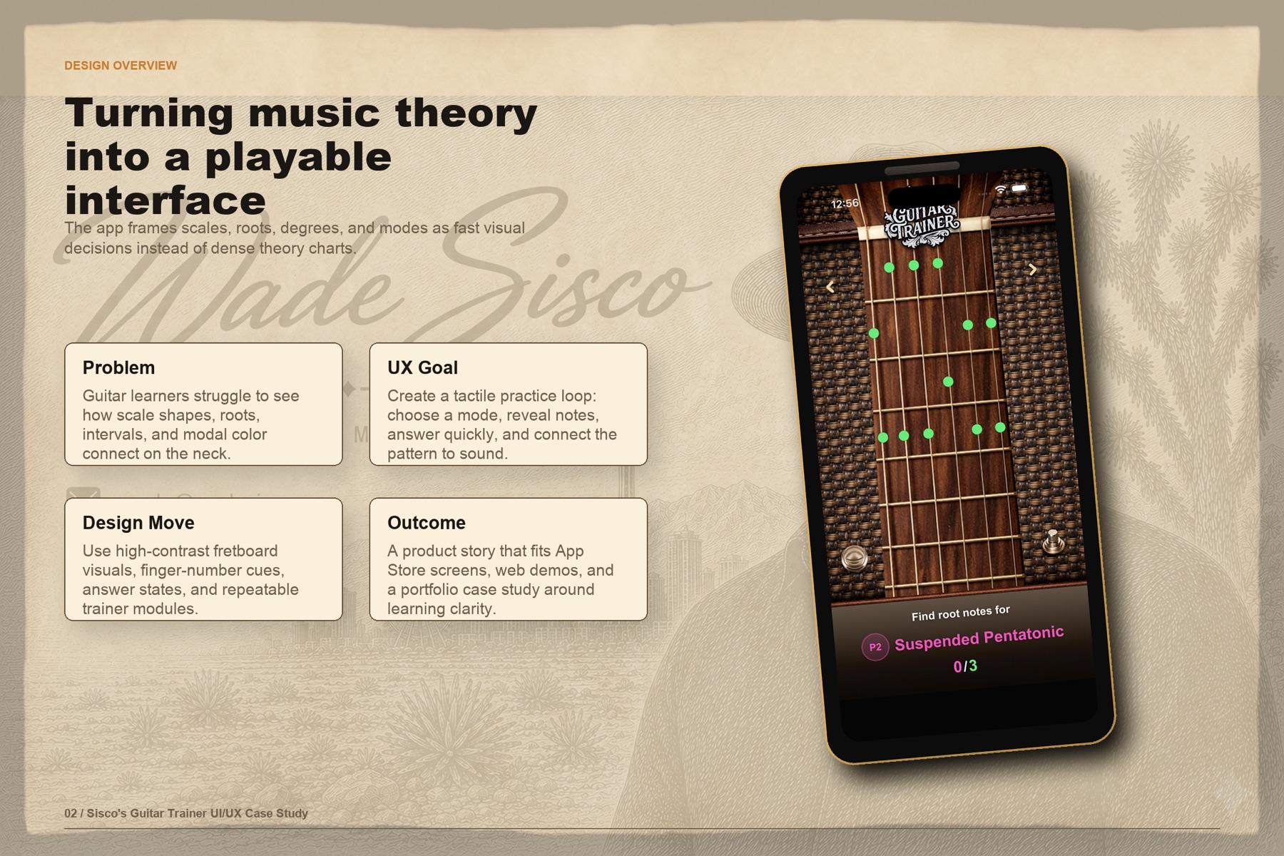 Guitar Trainer design overview and strategy board